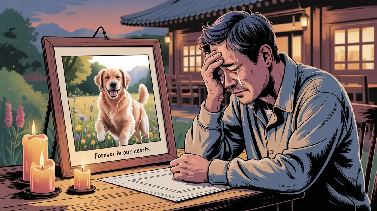 무지개 다리는 건넌 강아지를 추모하는 사람