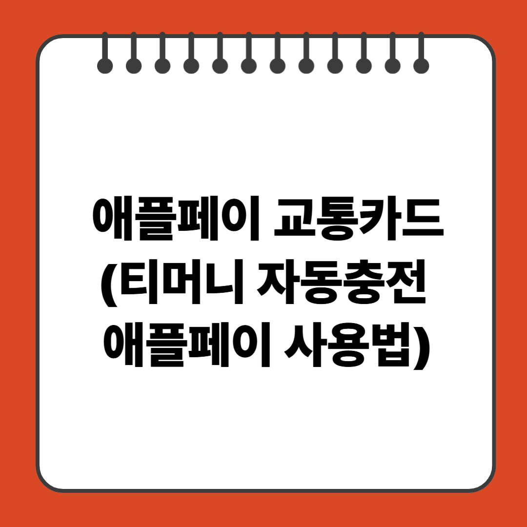 애플페이 교통카드(티머니 자동충전 애플페이 사용법)