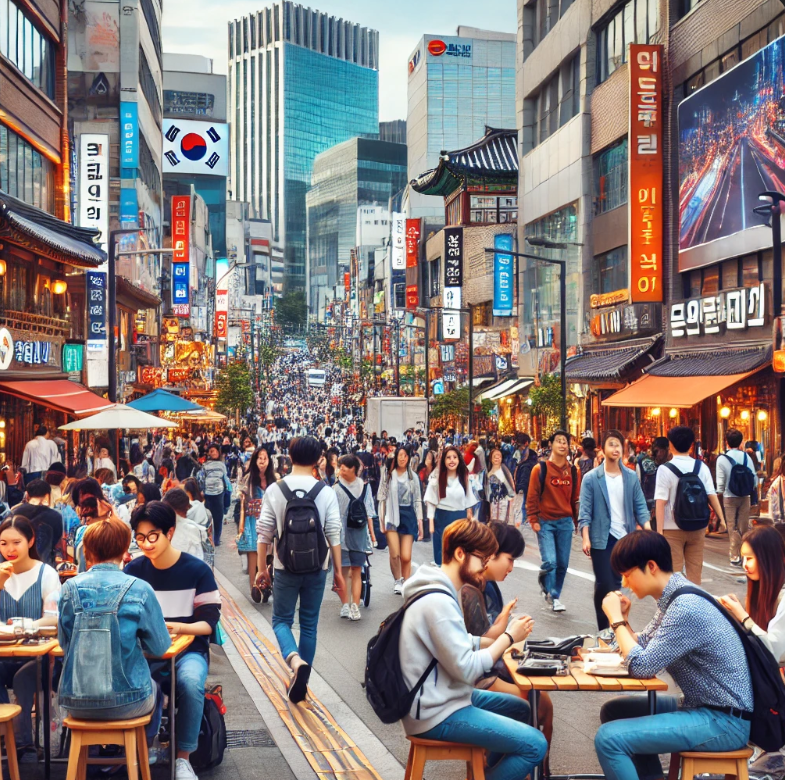 유학생들이 다니는 한국의 상권 이미지