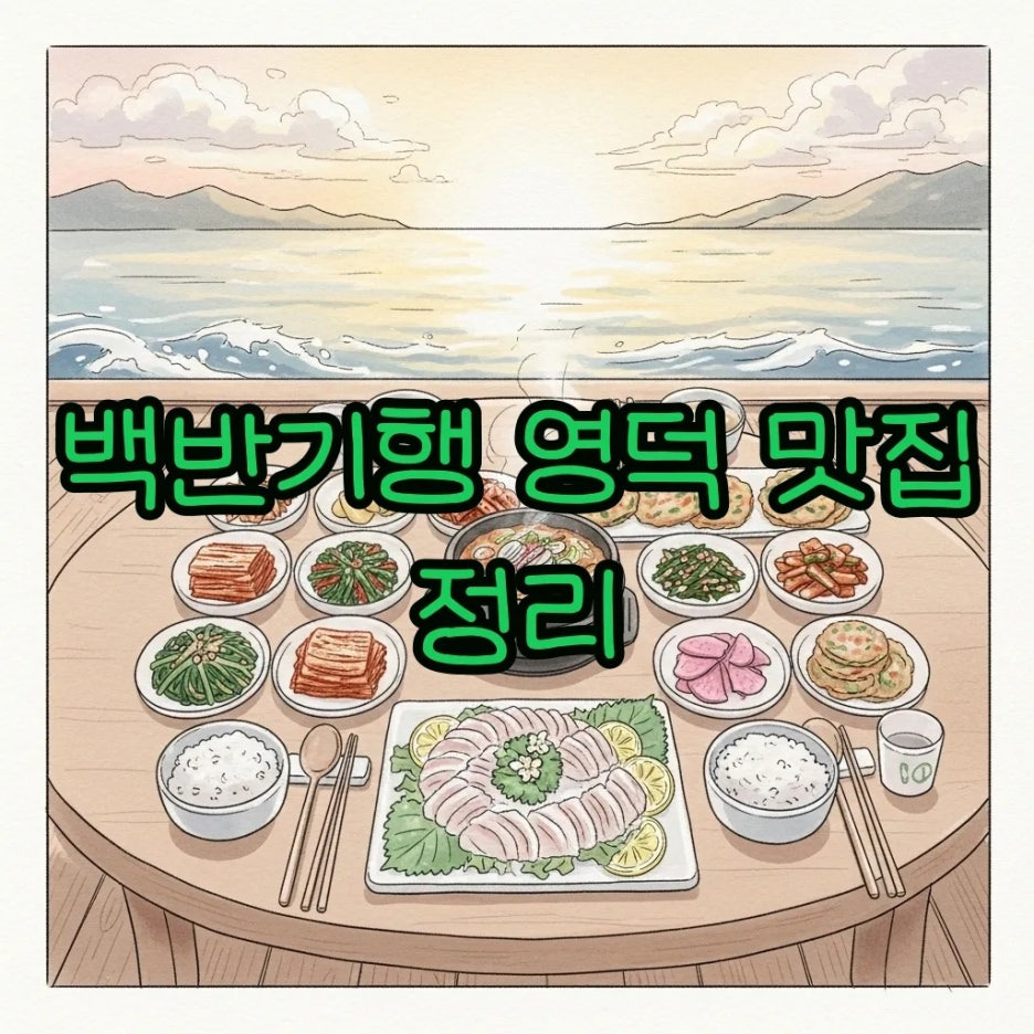 영덕의 푸른 바다와 정갈한 백반 상차림이 어우러진 수채화