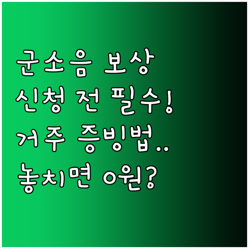군소음 피해 보상금 신청 시 주의사항..