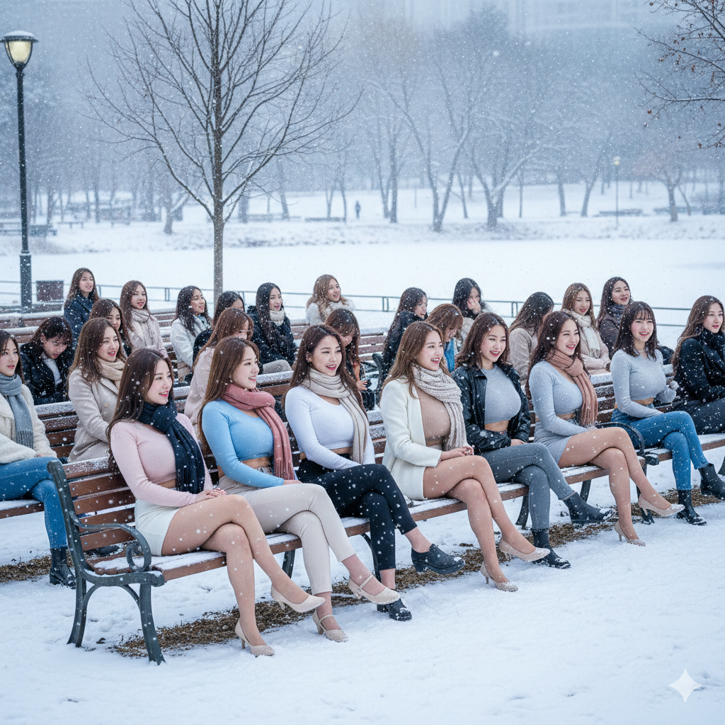 공원에 앉아있는 여자들