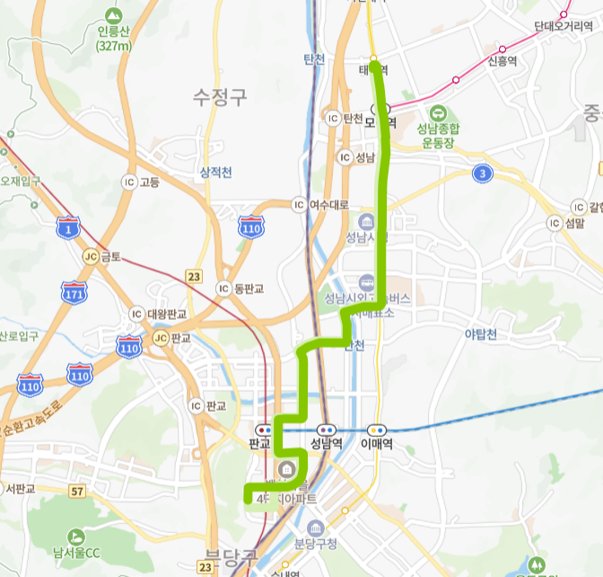 성남-76번-버스-노선-지도