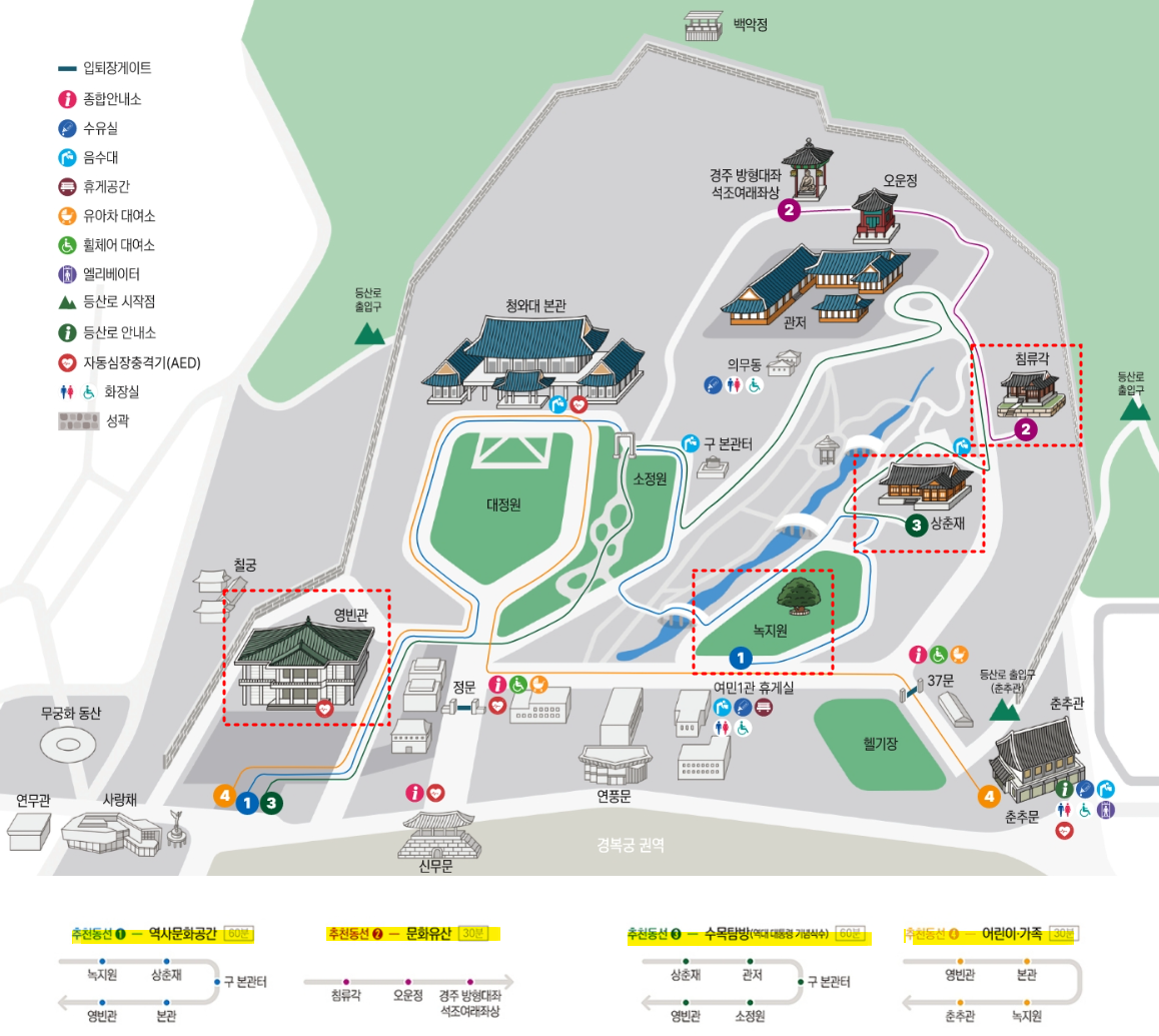 청와대 관람 코스 및 소요시간-추천 동선 경로