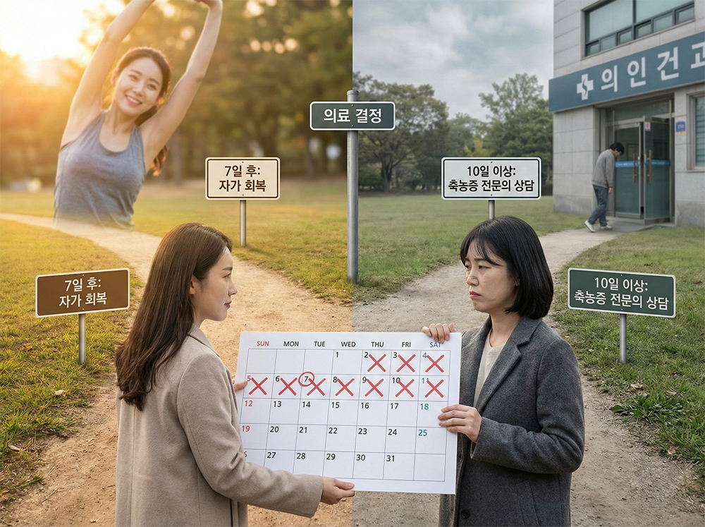 10일기준, 병원방문판단, 코감기기간, 축농증기간, 비염진료시기