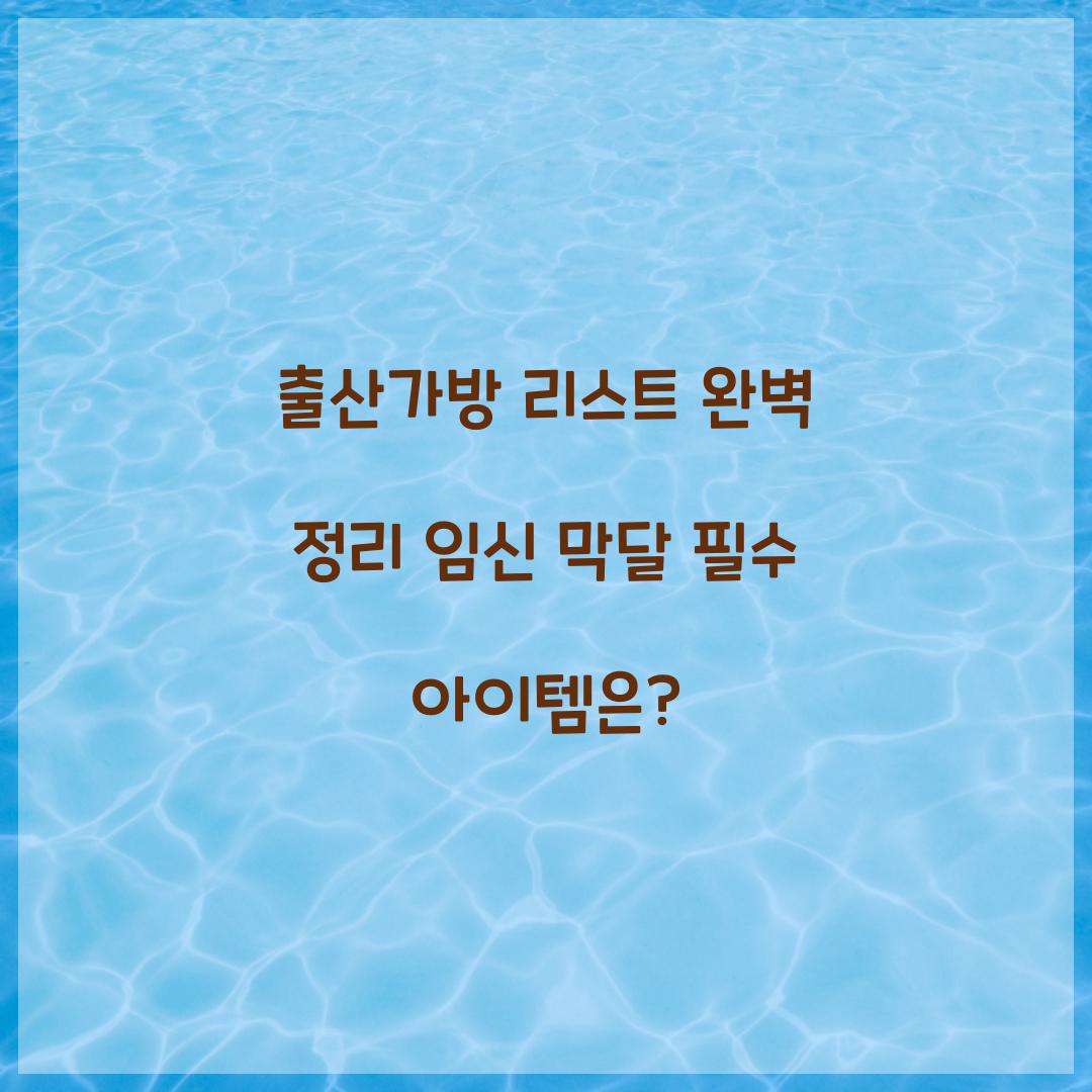 출산가방 리스트