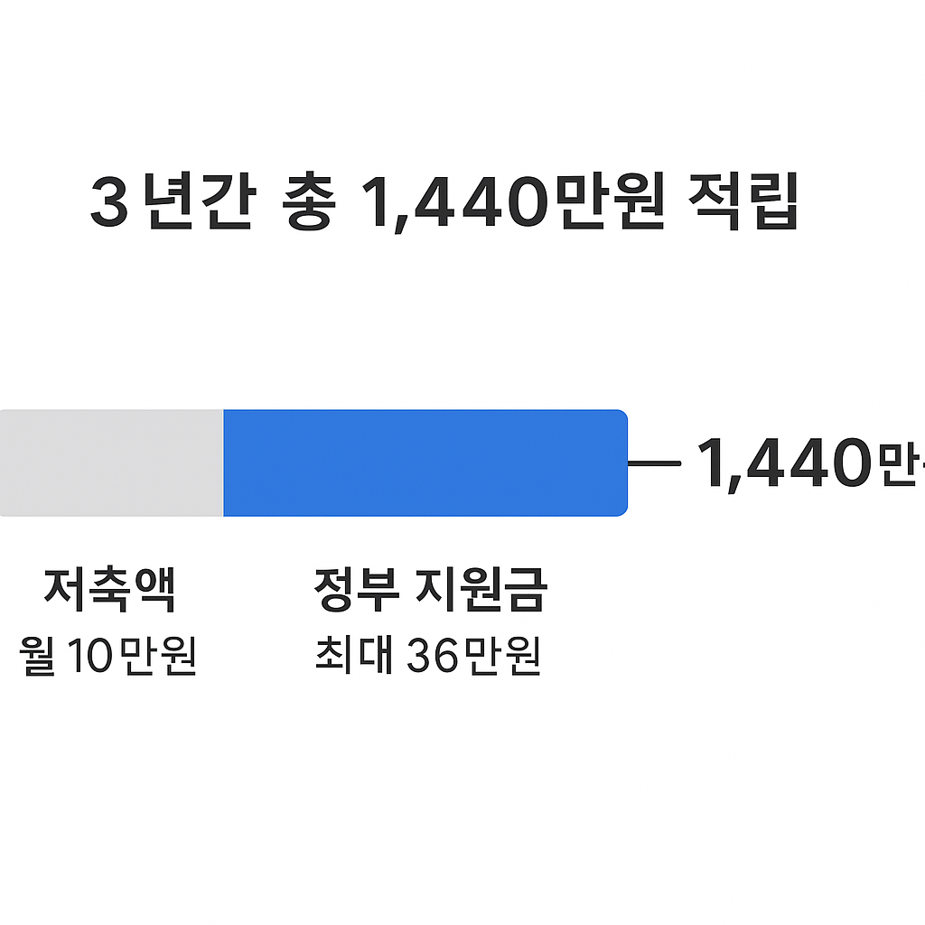 정부 지원 포함 최대 1,440만원 적립 구조 인포그래픽