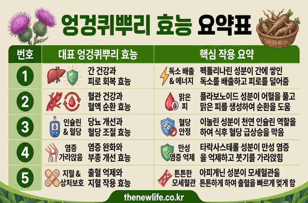 엉겅퀴뿌리 효능 요약표