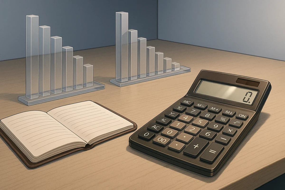 대출 상환 방식 비교 차트와 계산기 이미지로 전문성과 신뢰도 표현