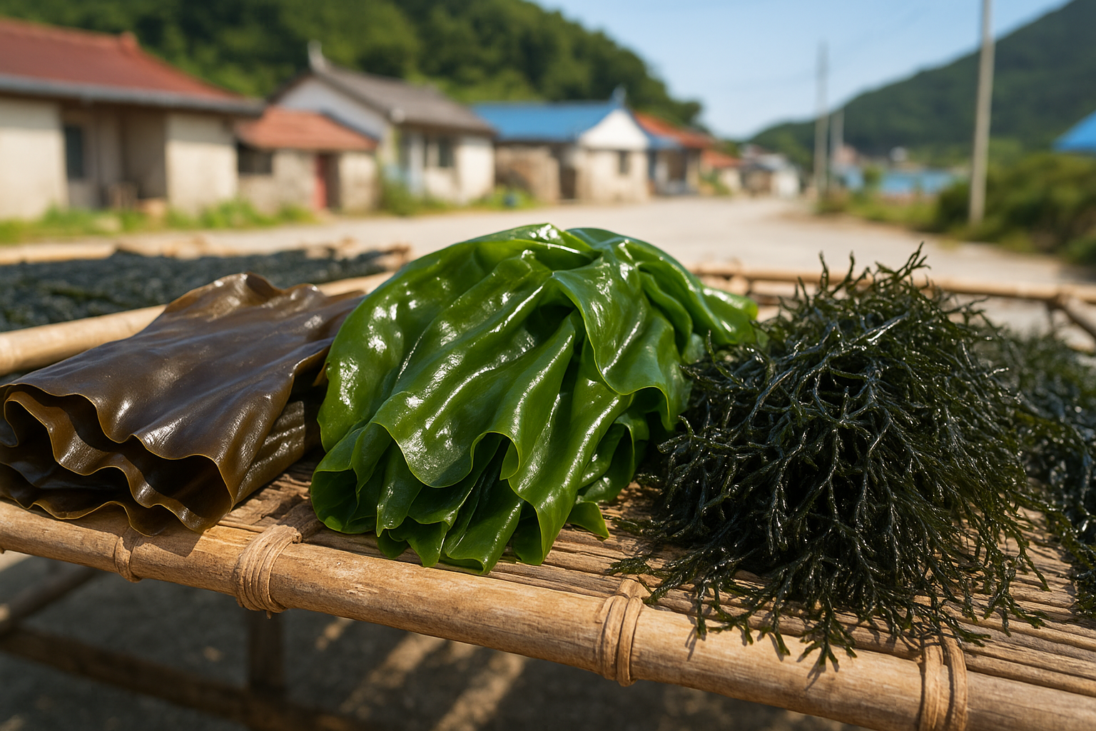 &quot;해초국수! 남해산 해조류의 신선한 변신&quot;에 대한 이미지입니다.