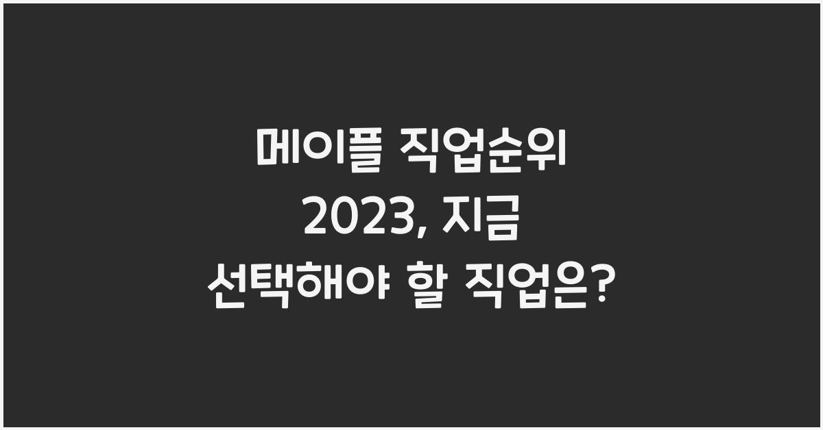 메이플 직업순위
