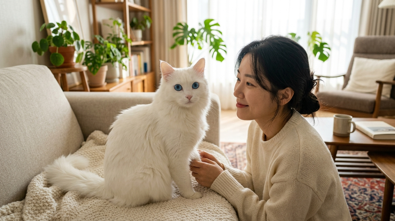 고양이와 눈빛으로 대화하는 집사