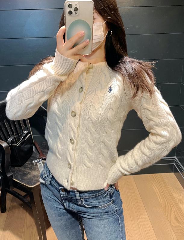 폴로랄프로렌 폴로 미국 여성 꽈배기 케이블 울 캐시미어 니트 가디건 2컬러