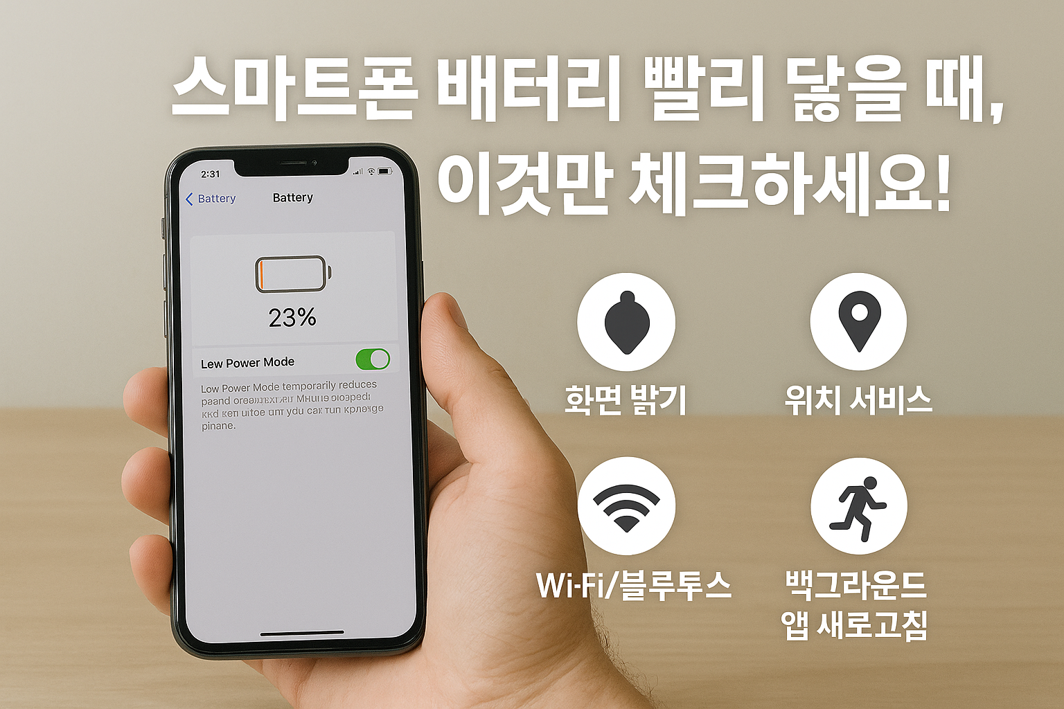 스마트폰 배터리 빨리 닳을 때, 이것만 체크하세요! 관련 이미지