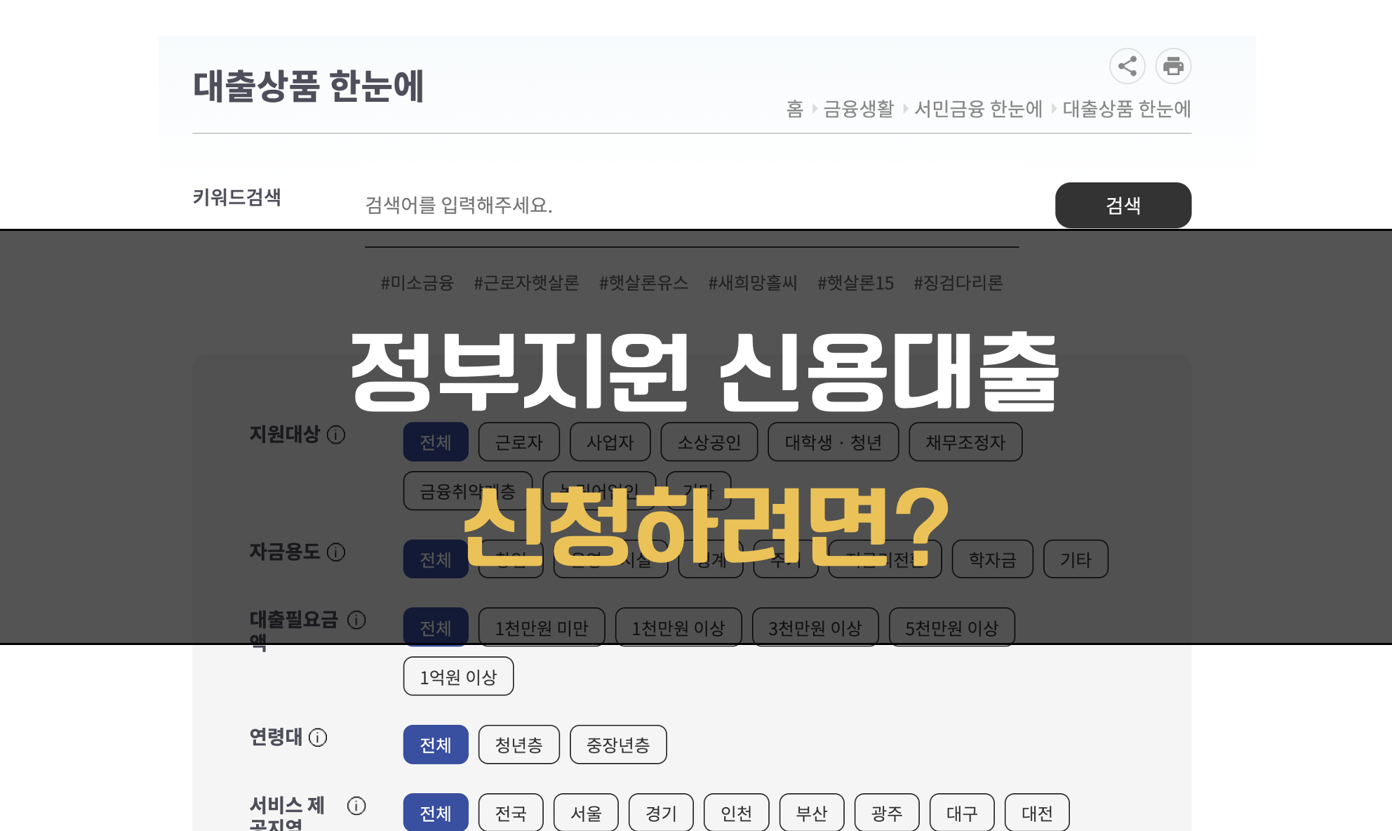 정부지원 신용대출 신청 방법