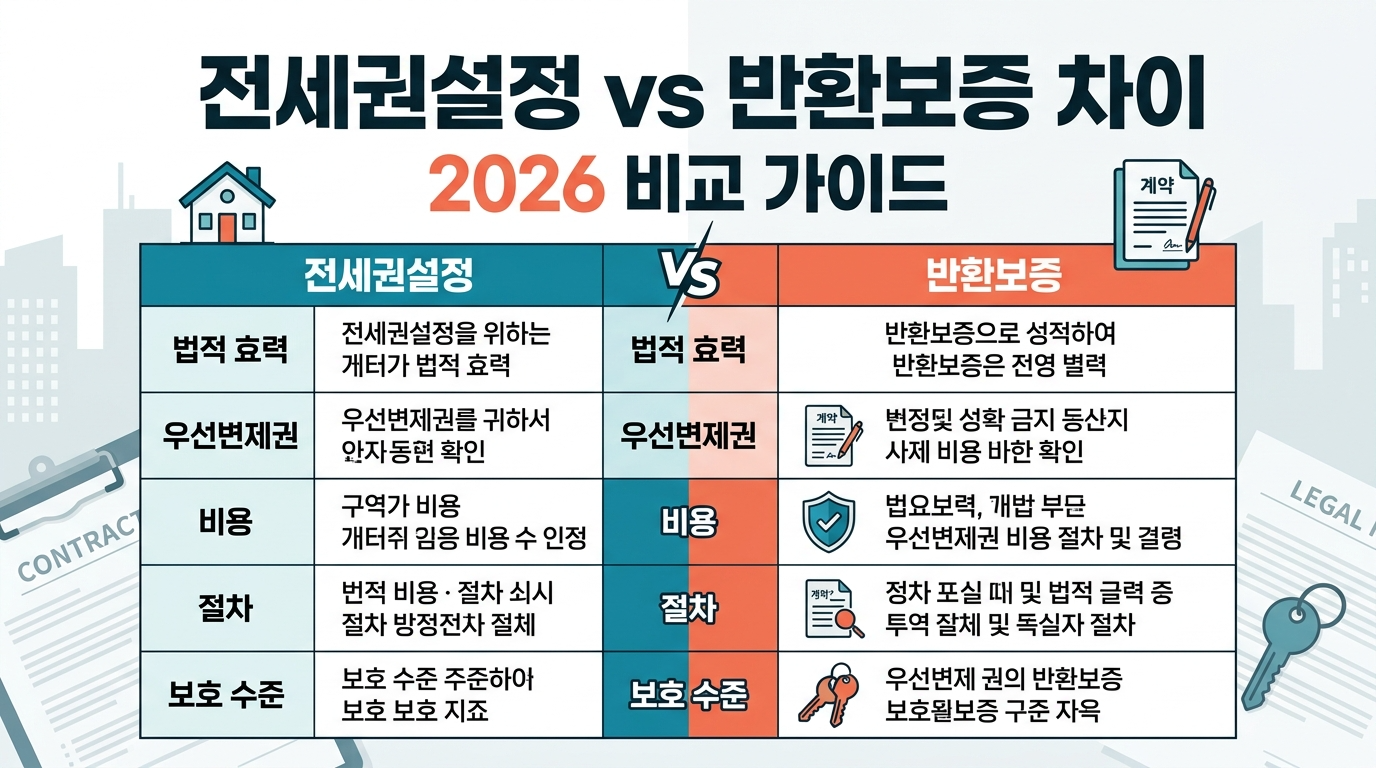 전세권설정 vs 반환보증 차이 2026 비교