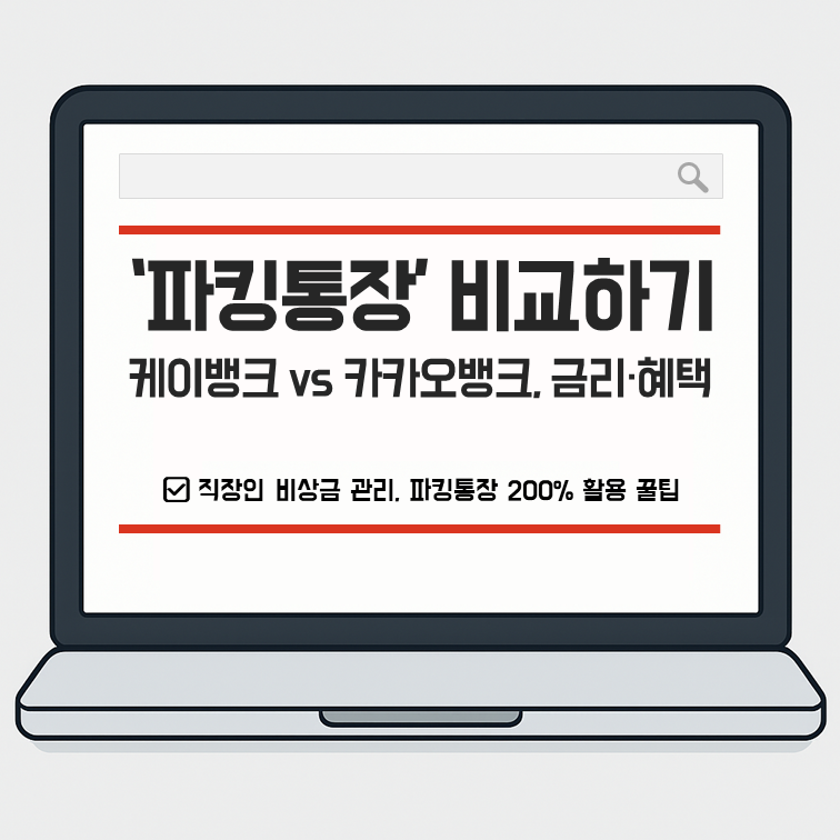 케이뱅크 vs 카카오뱅크, 파킹통장 금리·혜택 비교(직장인 비상금 관리) 안내 썸네일 이미지