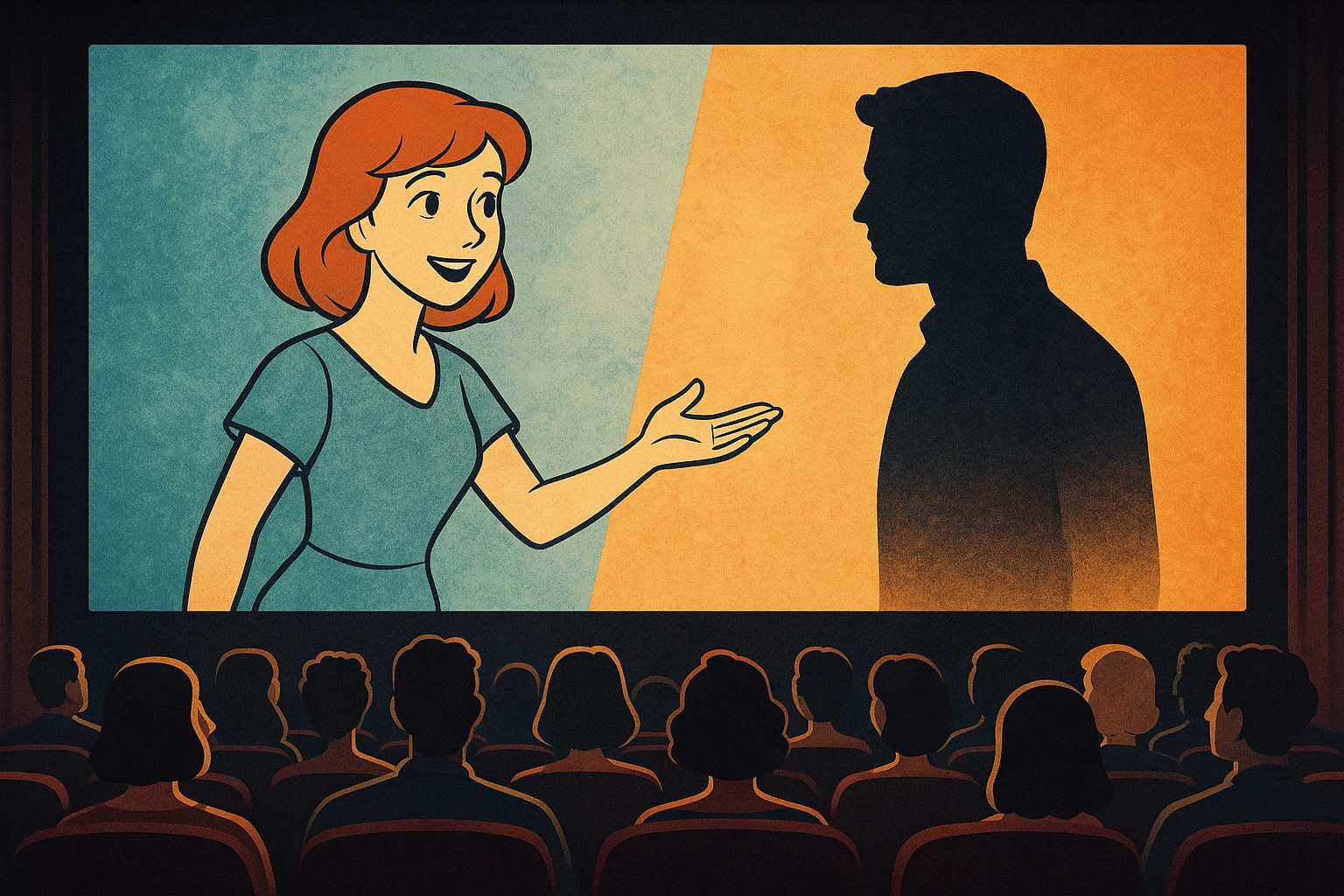 두 세계가 영화 스크린 안에서 자연스럽게 이어지는 장면