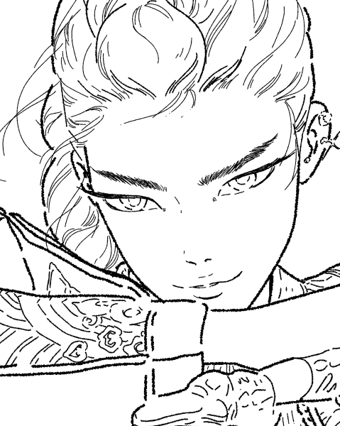 케이팝 데몬 헌터스의 헌트릭스 멤버인 루미의 색칠도안 얼굴 클로즈업