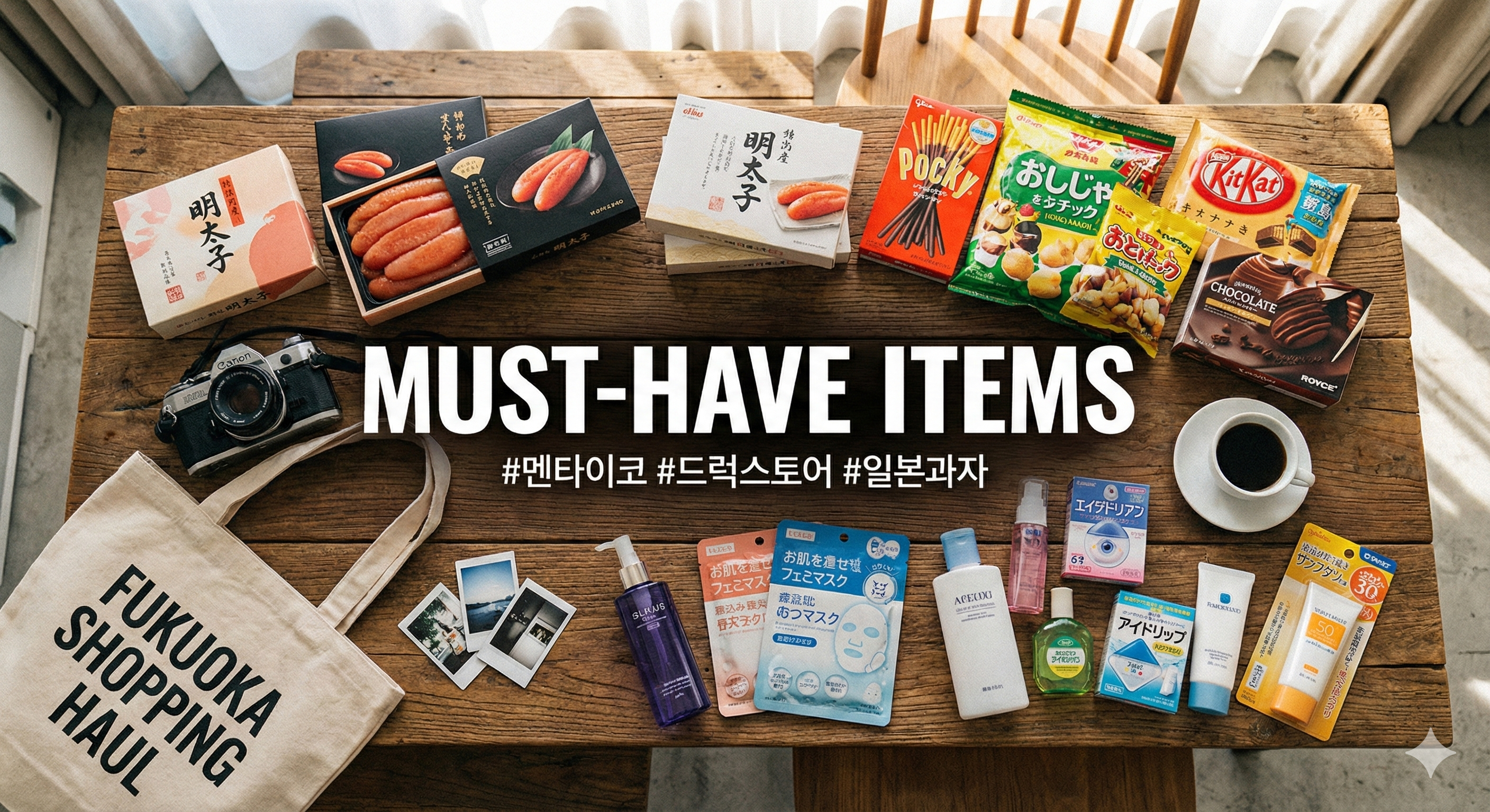 멘타이코(명란), 과자, 드럭스토어 쇼핑