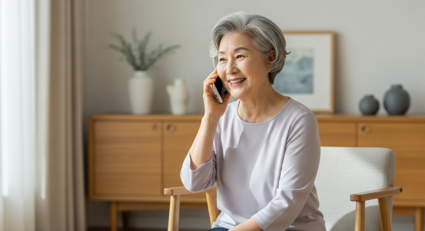 전화로 상담하는 여성