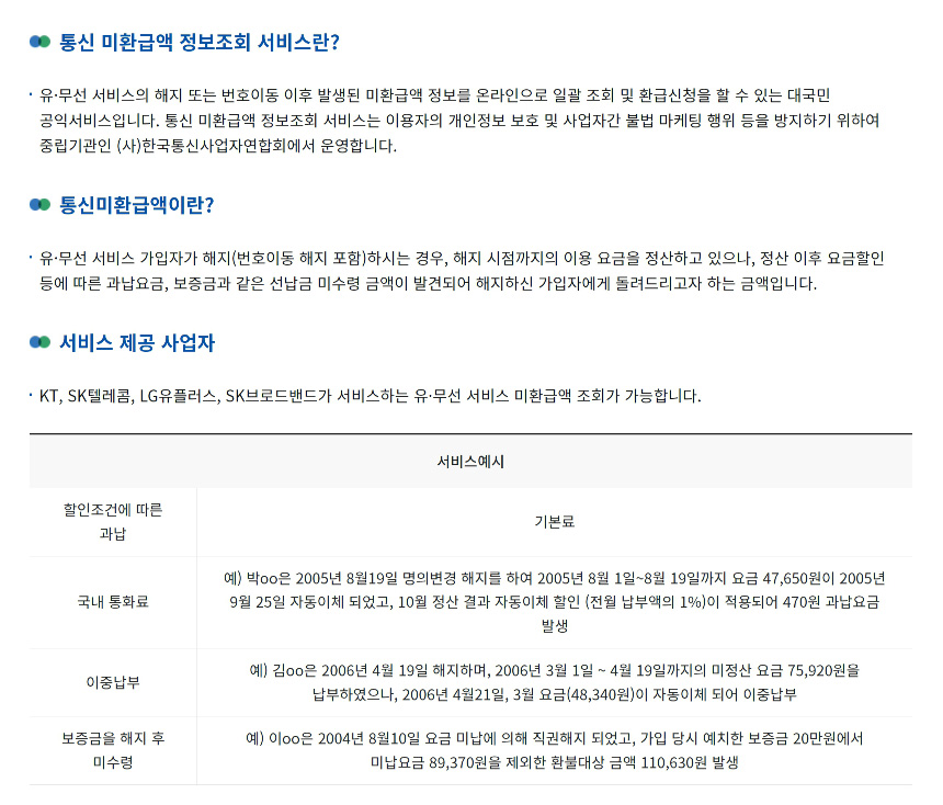 통신사 미환급금 간단 조회, 신청방법