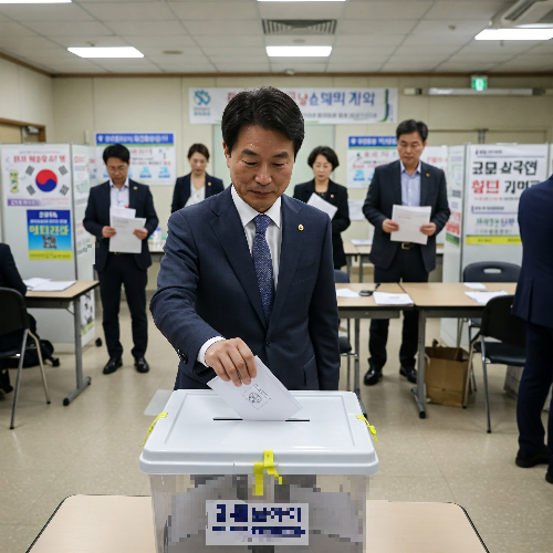 투표하는 모습