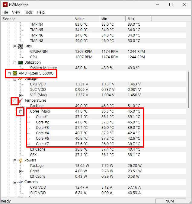 cpu 온도 확인