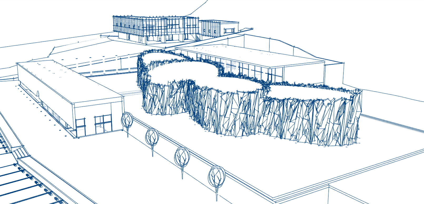 빙하미술관 외관, 스테인리스 유리 반사