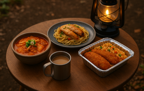 캠핑 음식 관련 사진