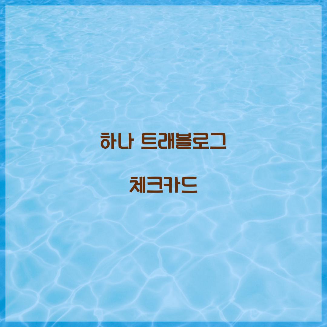 하나 트래블로그 체크카드