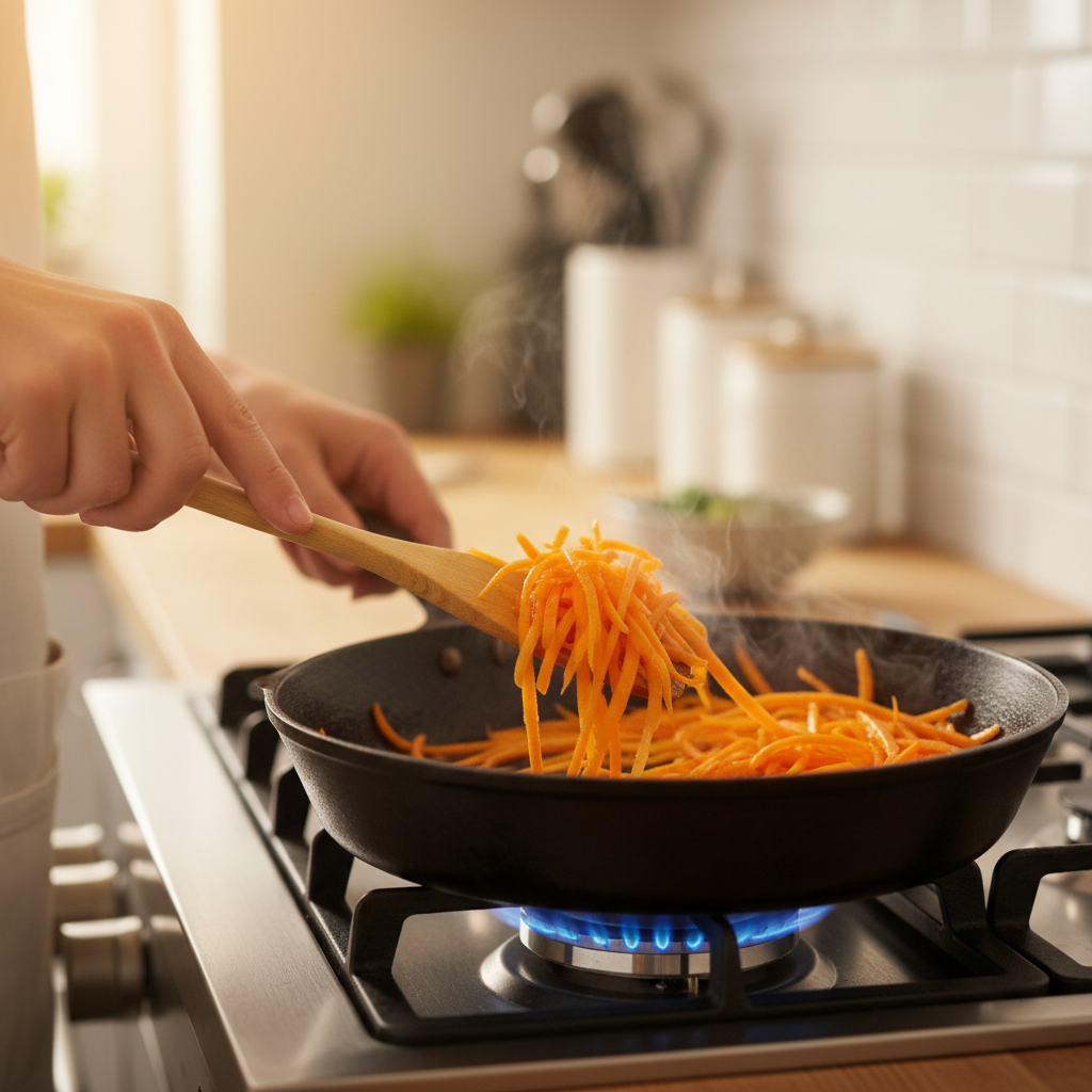 당근을 볶는 모습