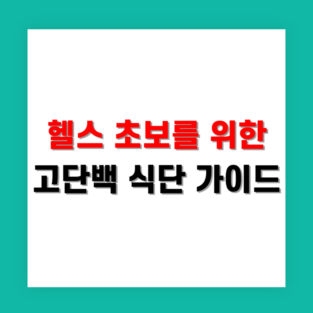 헬스 초보를 위한 고단백 식단 가이드