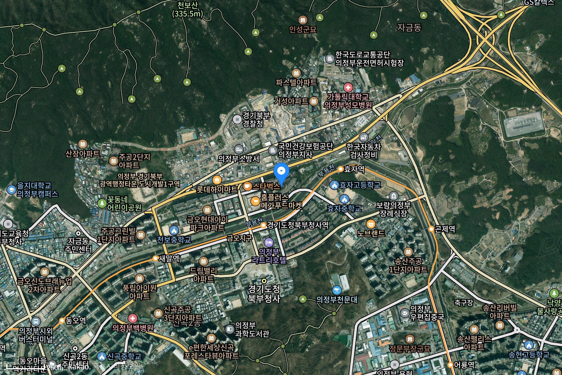 금오주공그린빌3 광역 항공뷰