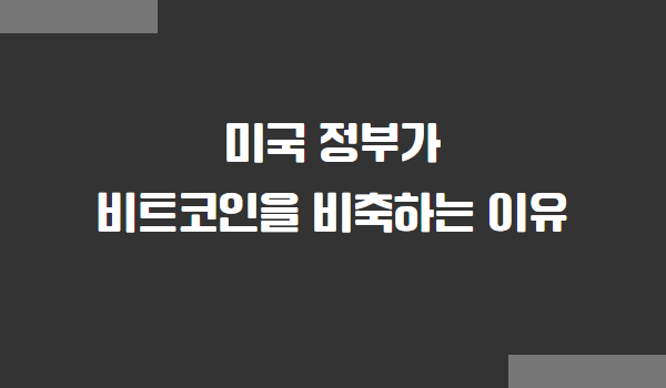 미국 정부 비트코인 가상자산 비축하는 이유
