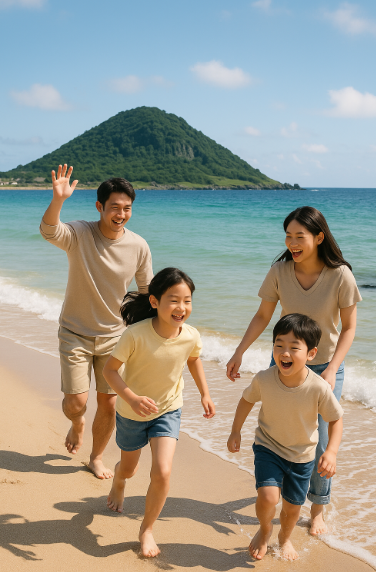 수영장, 해변, 산 등 국내 명소에서 즐기는 가족