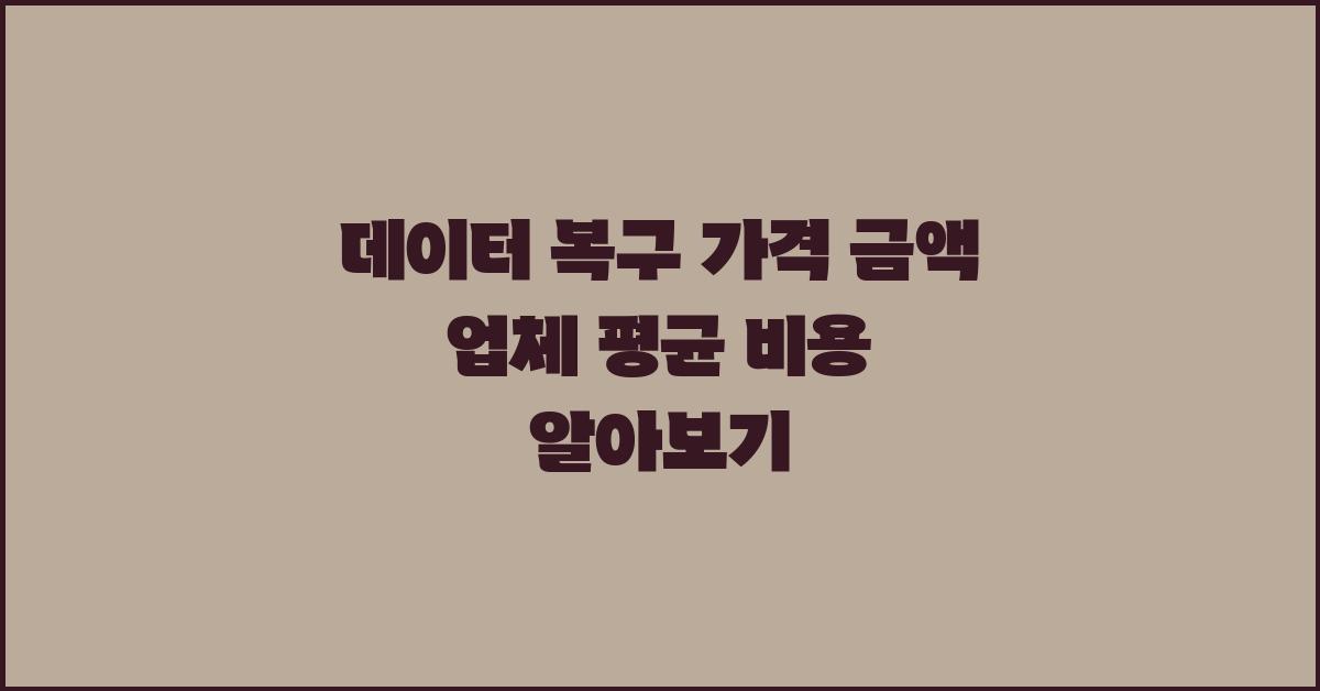 데이터 복구 가격 금액 업체 평균 비용