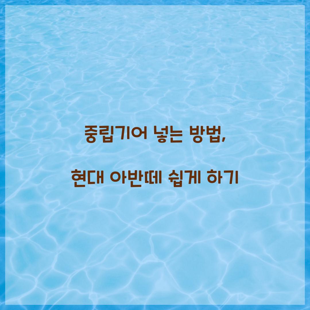 중립기어 넣는 방법
