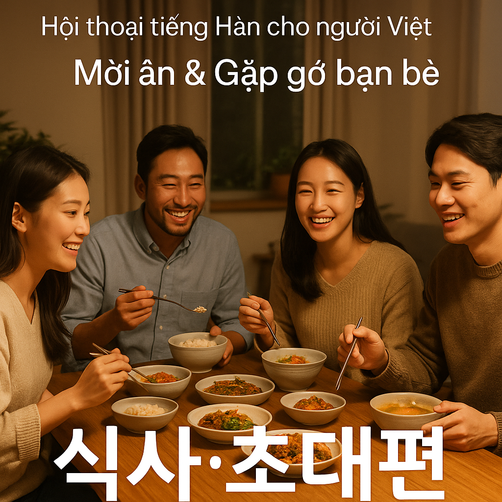 한국어 회화 &ndash; 식사와 초대 표현 배우기 (베트남인을 위한 일상 회화)Học tiếng H&agrave;n &ndash; Mời ăn v&agrave; gặp gỡ bạn b&egrave; (Hội thoại h&agrave;ng ng&agrave;y cho người Việt)