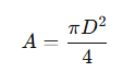 원형 배관의 단면적 공식