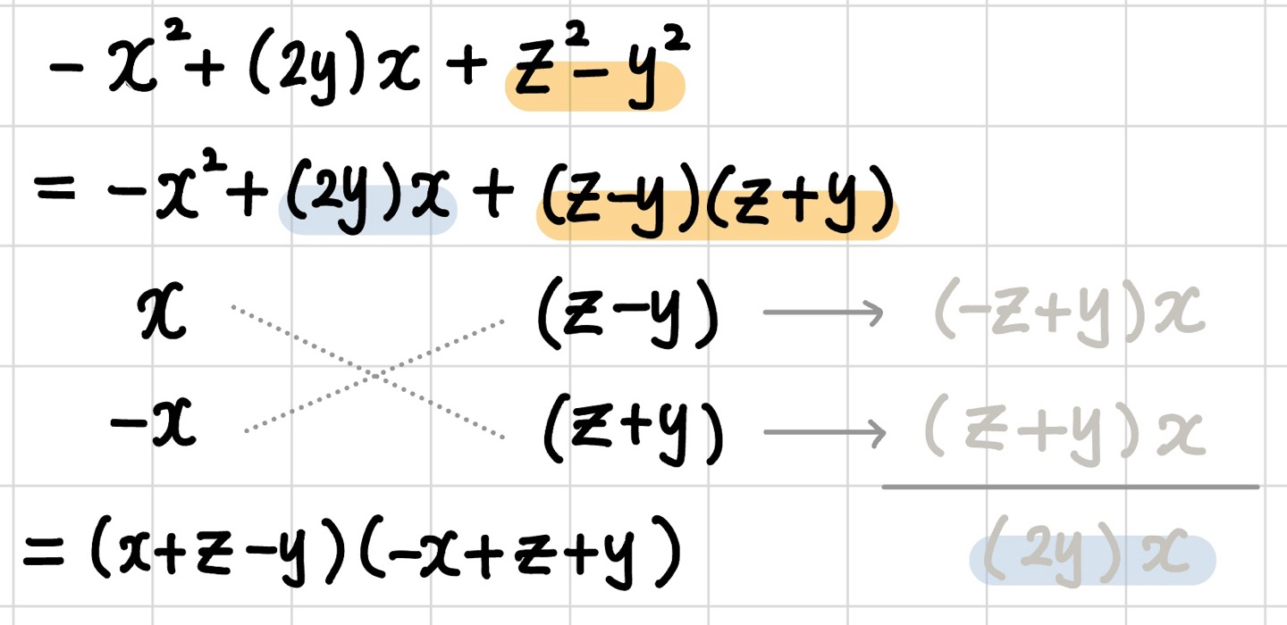 차수 낮은 문자 정리 후 X를 이용해 인수분해