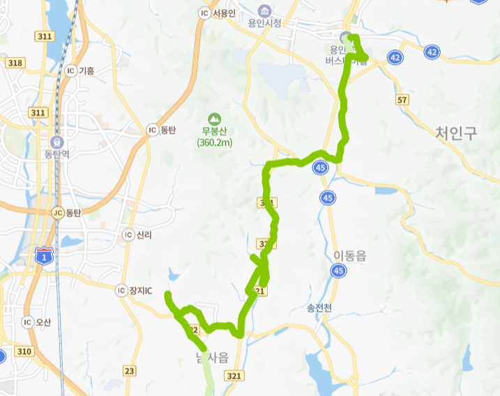 용인-72번-버스-노선-지도