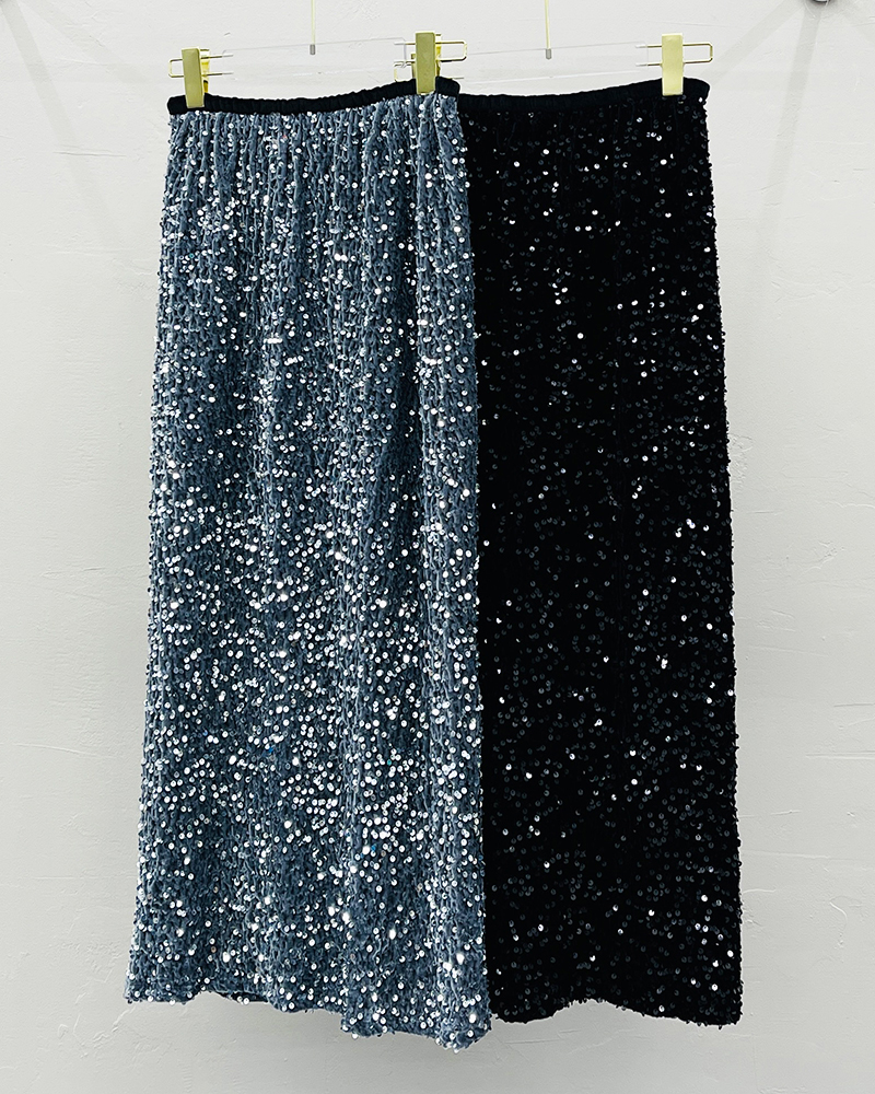 리리옷장 겨울 뉴 트윙클 기모 스팽글 롱 스커트