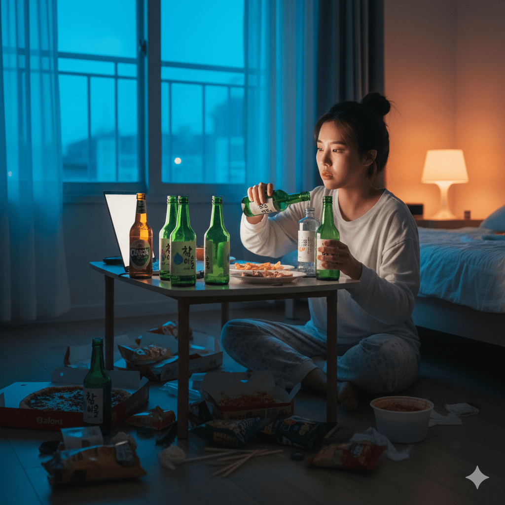 자기 전 과음 - 사진