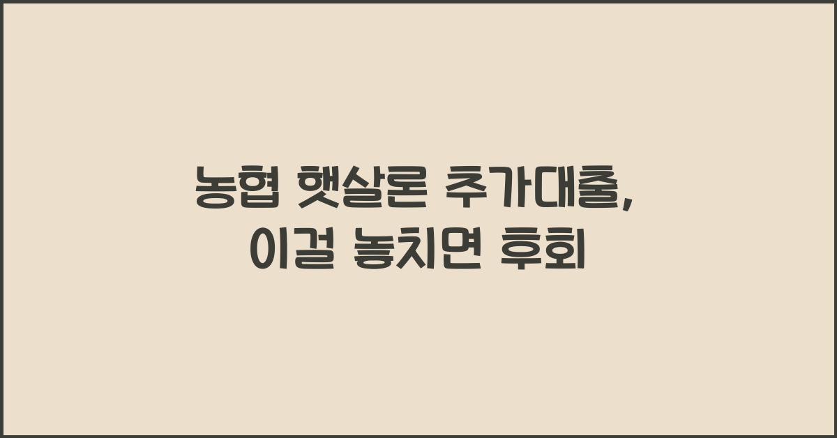 농협 햇살론 추가대출