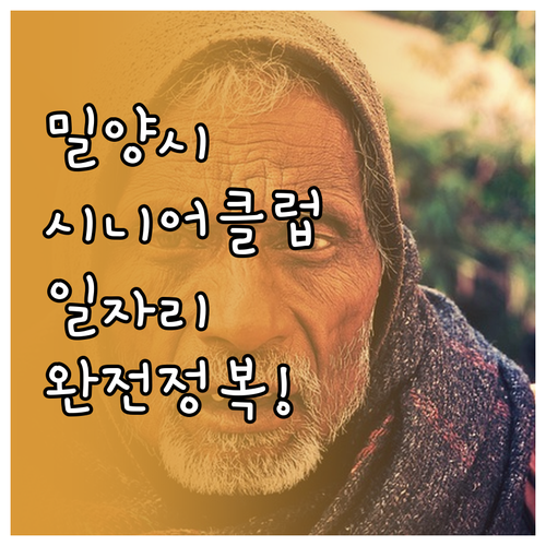 밀양시 시니어클럽 시장형 사회서비스형..