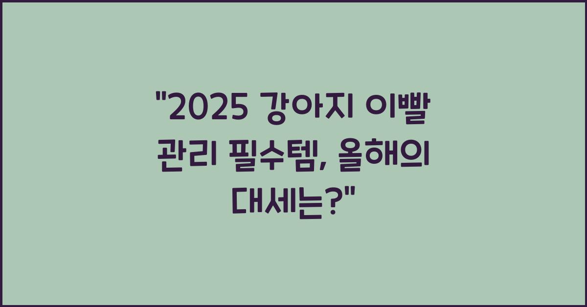 2025 강아지 이빨 관리 필수템