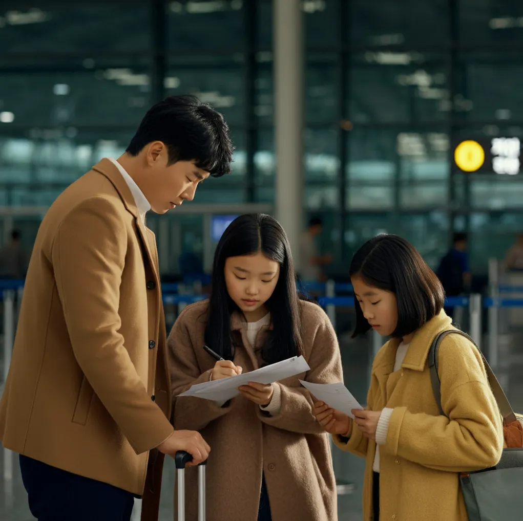 입국신고서-작성하는-한국인가족03