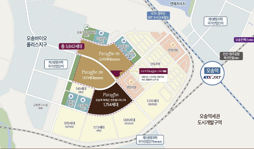 오송역 파라곤 센트럴시티 3차 입지환경
