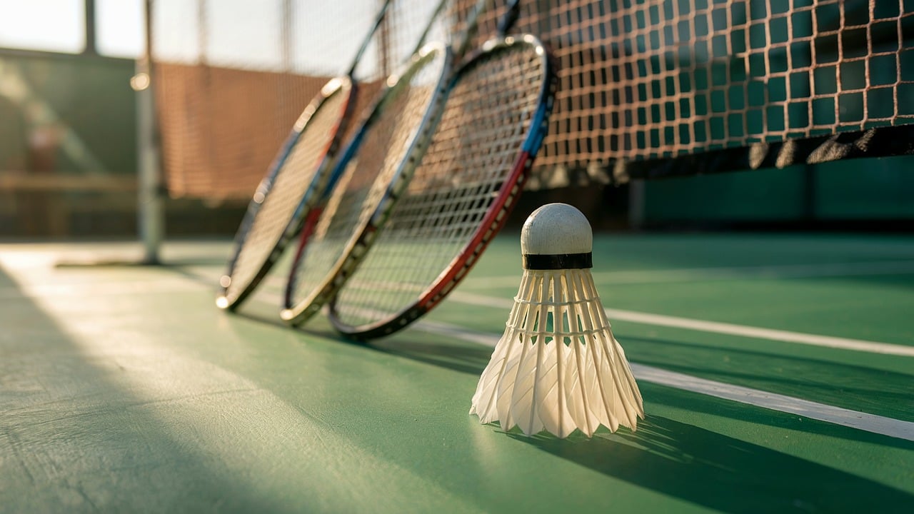 배드민턴 라켓과 셔틀콕 사진